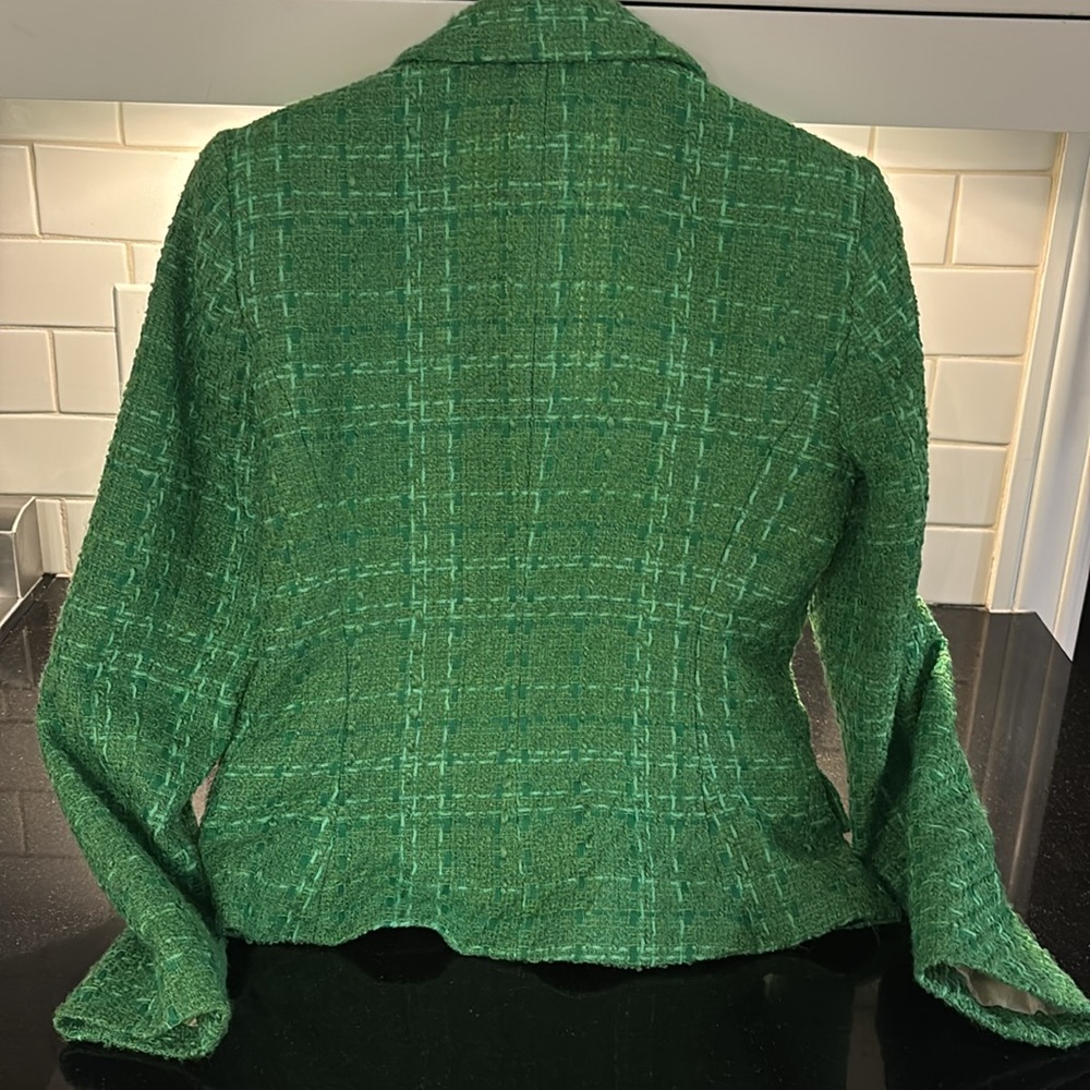 Zara Green Tweed Blazer with Gold Buttons - Picture 6 of 8